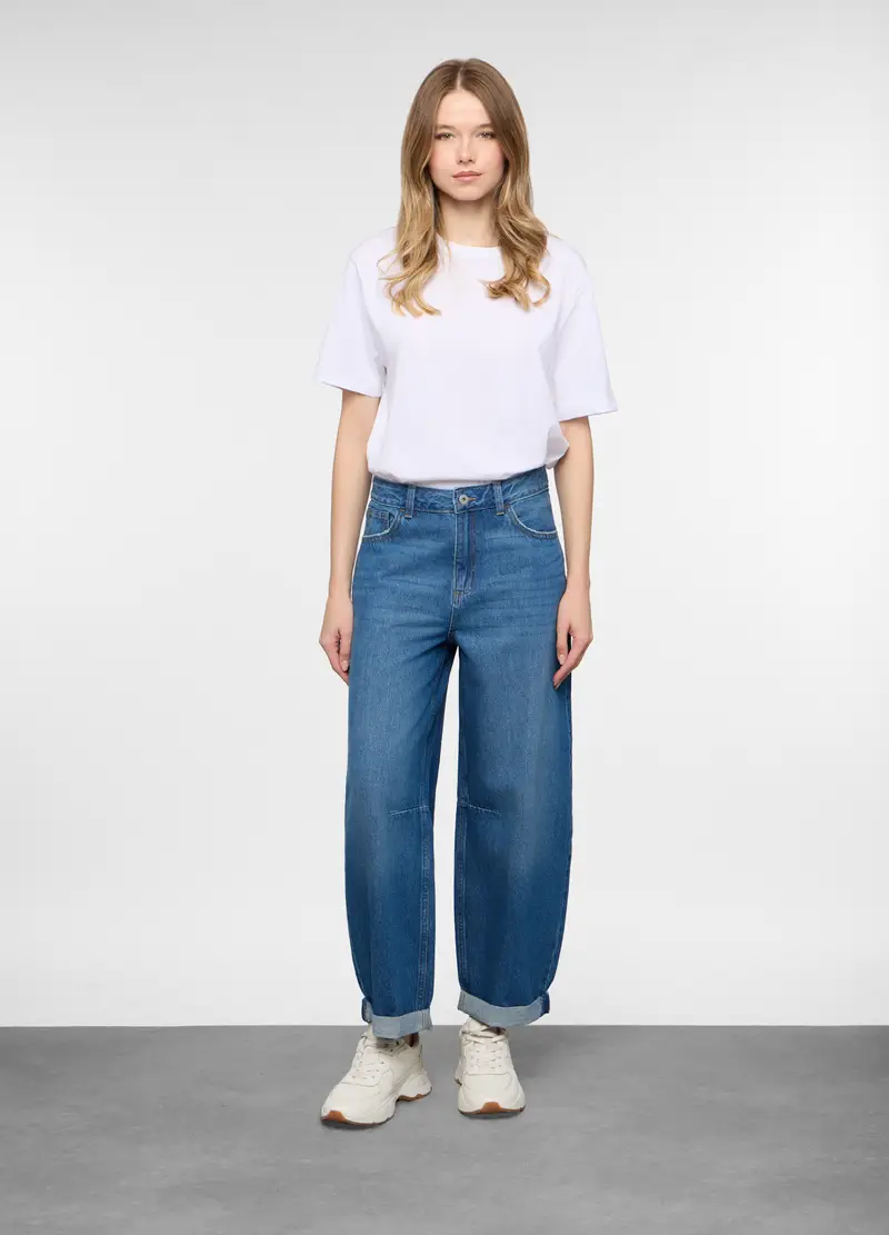 Upim 5 Tasche Fit Barrel In Denim Donna, Blu