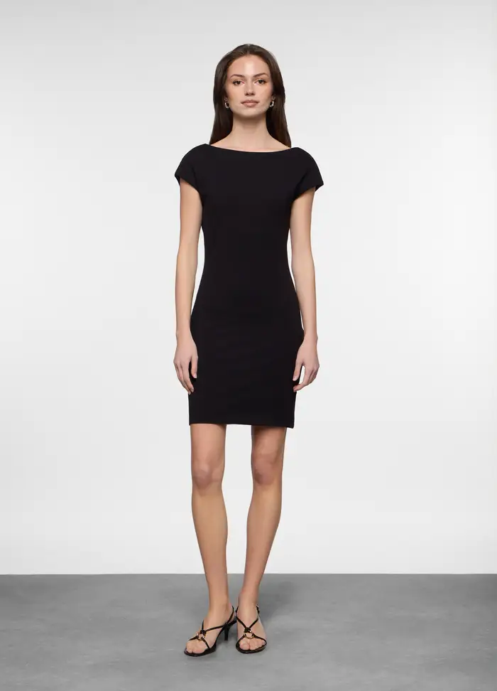 Upim Abito Corto Fitted In Jersey Di Cotone Stretch Donna, Nero