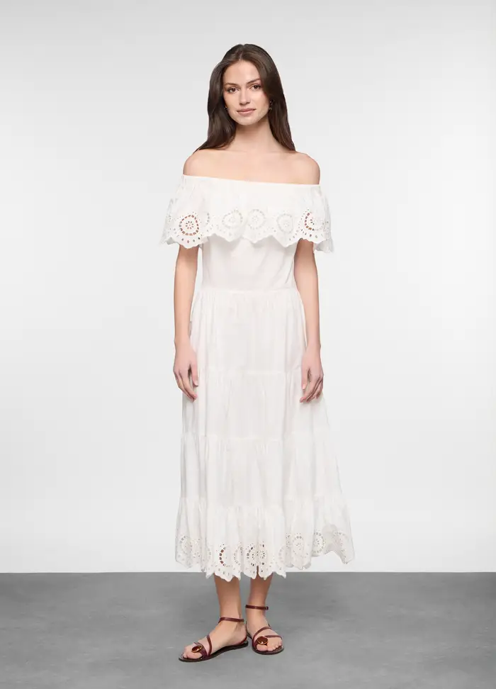 Upim Abito Lungo Fit Regular In Puro Cotone Donna, Bianco gesso