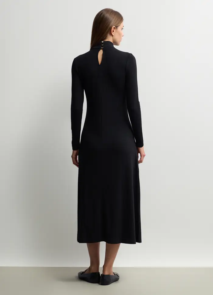 Abito Lungo In Jersey Stretch Donna, Nero