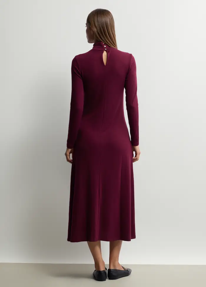 Abito Lungo In Jersey Stretch Donna, Rosso scuro