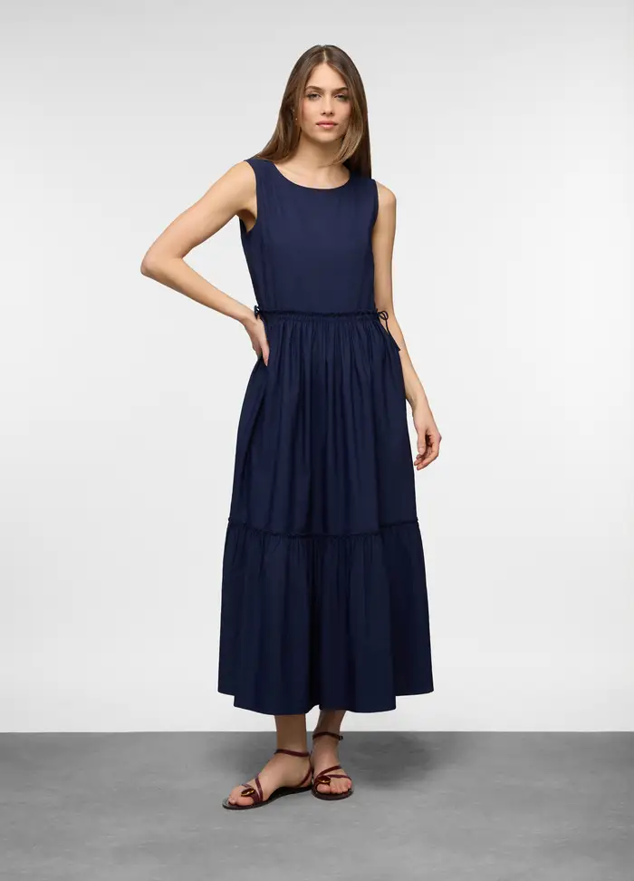 Upim Abito Lungo In Popeline Misto Cotone Donna, Blu navy