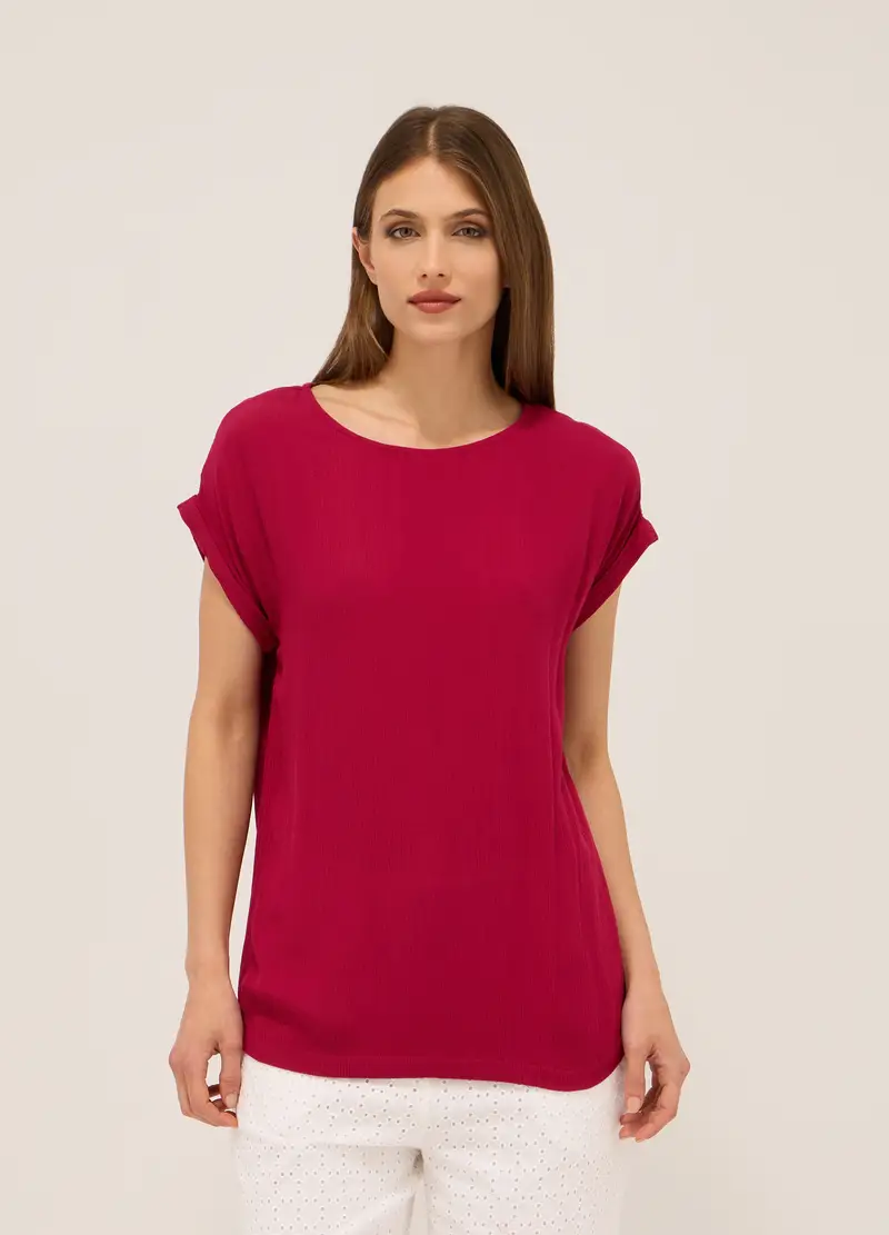 Upim Blusa In Pura Viscosa Crêpe Donna, Rosso scuro