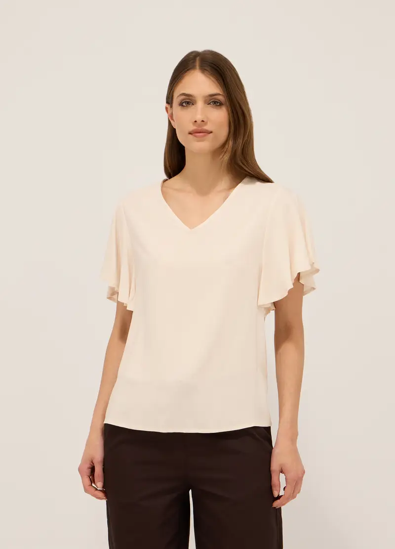 Upim, Blusa In Pura Viscosa Donna, Bianco/Beige, Taglia: M