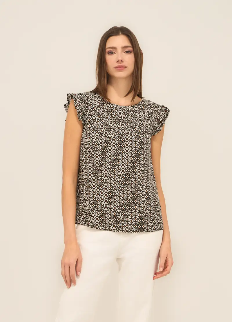 Upim, Blusa In Pura Viscosa Donna, Nero/beige, Taglia: S