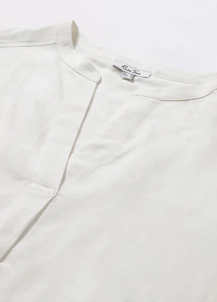 Blusa Misto Lino Donna Curvy, Bianco gesso