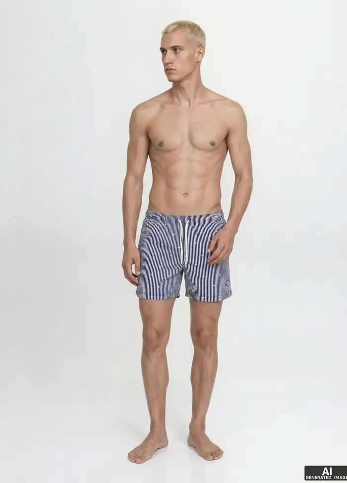 Boxer Mare A Righe Uomo, Unisex, Blu scuro
