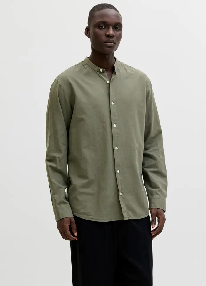 Upim Camicia Colletto Coreana Uomo, Unisex, Verde militare
