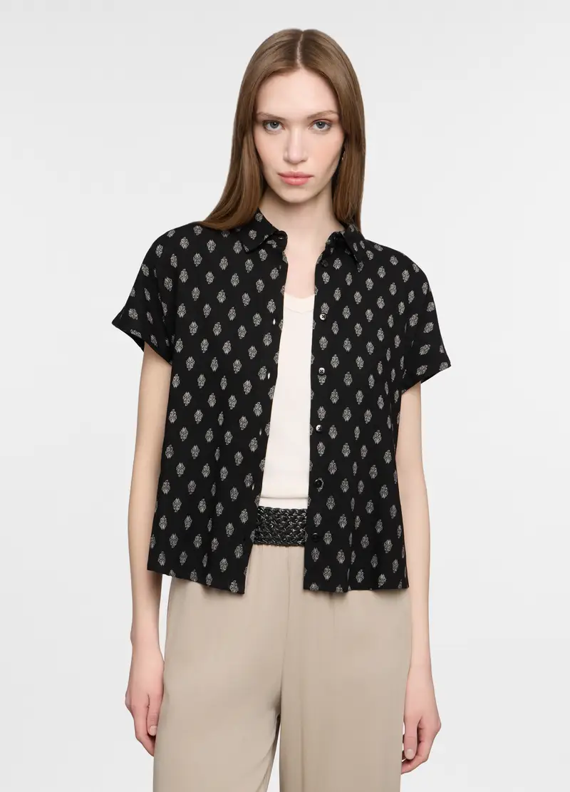 Upim Camicia Con Colletto Classico Fit Over In Misto Lino Donna, Nero