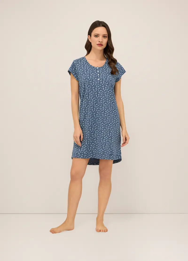 Upim Camicia Da Notte In Jersey Di Puro Donna, Blu Bluette