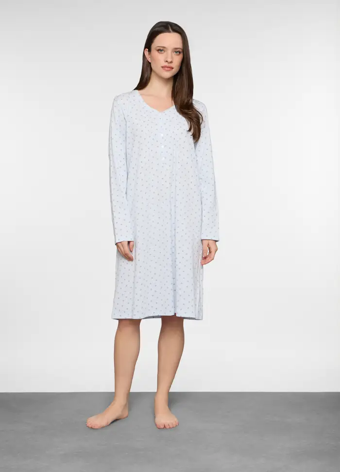 Camicia Da Notte In Jersey Stretch Donna, Azzurro chiaro