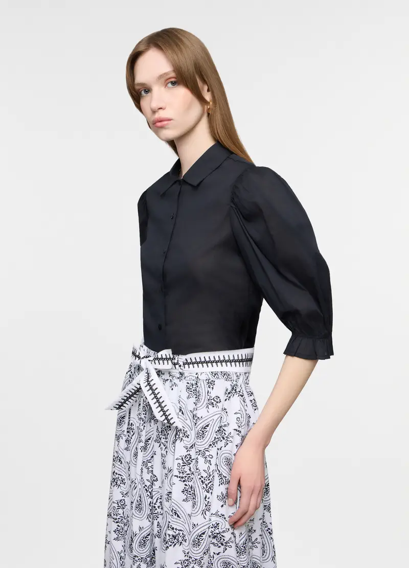 Upim Camicia Fit Regular Con Collo Classico In Cotone Voile Donna, Nero