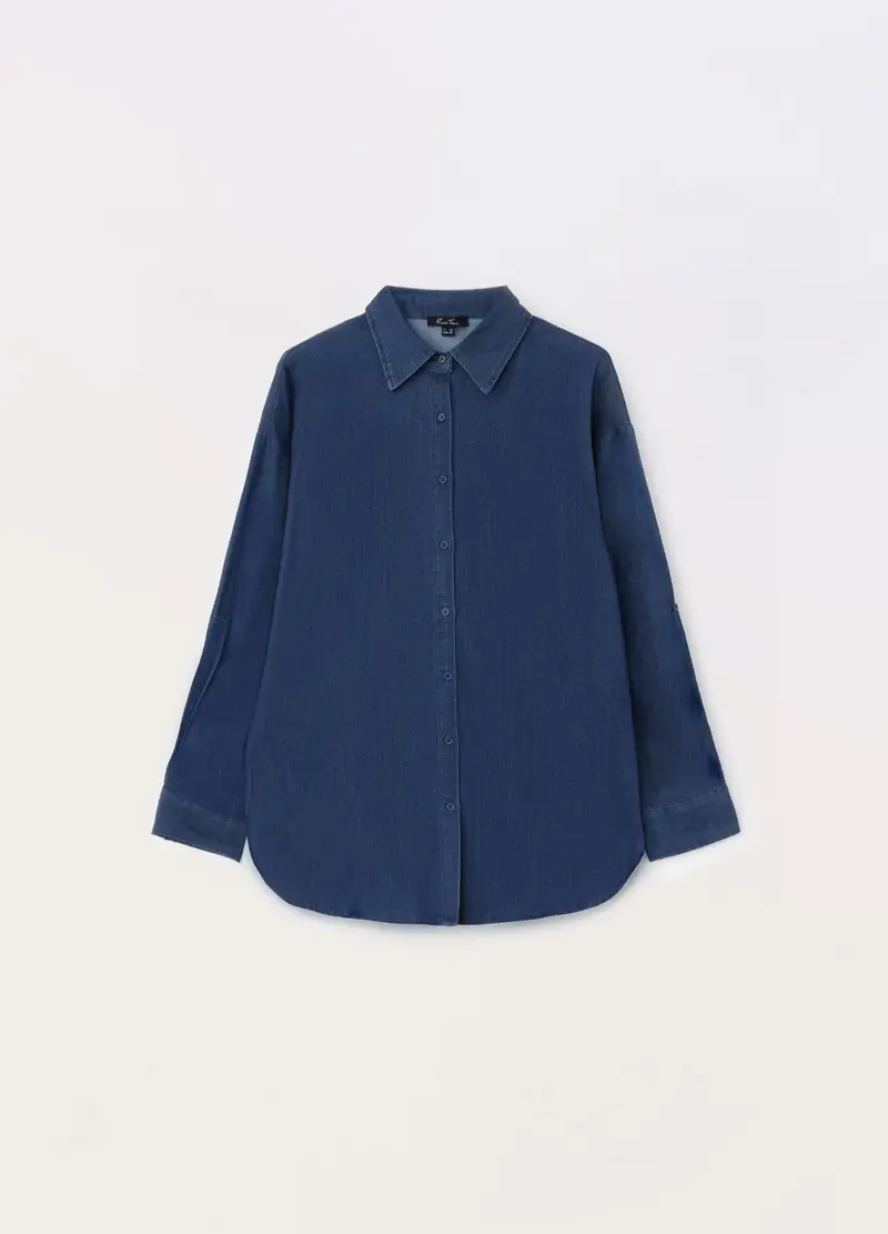 Upim Camicia In Denim Di Mista Lyocell Donna Curvy, Blu denim