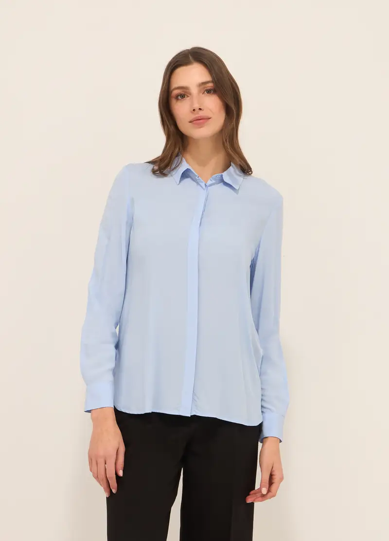 Upim Camicia In Pura Viscosa Donna, Azzurro chiaro