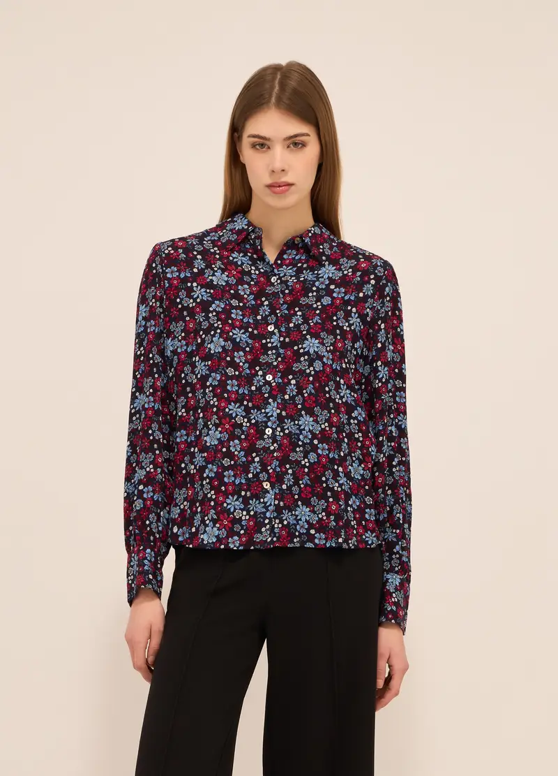 Upim Camicia In Pura Viscosa Donna, Blu scuro
