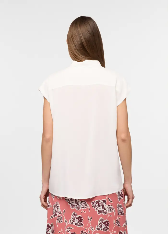 Camicia Kimono Regular Fit Con Collo Alla Francese Donna, Bianco gesso