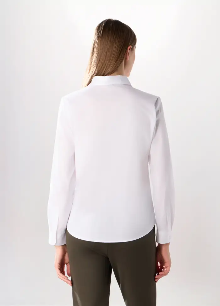 Camicia Misto Cotone Donna, Bianco