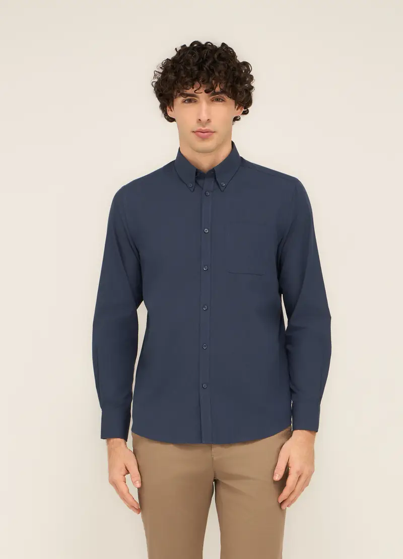 Upim, Camicia Regular Fit Button-down In Misto Cotone Uomo, Blu navy, Taglia: S