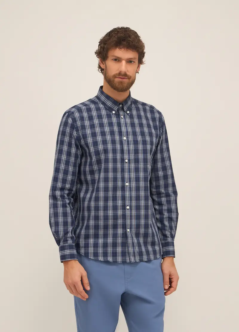 Upim, Camicia Regular Fit Button-down In Misto Cotone Uomo, Blu scuro, Taglia: S