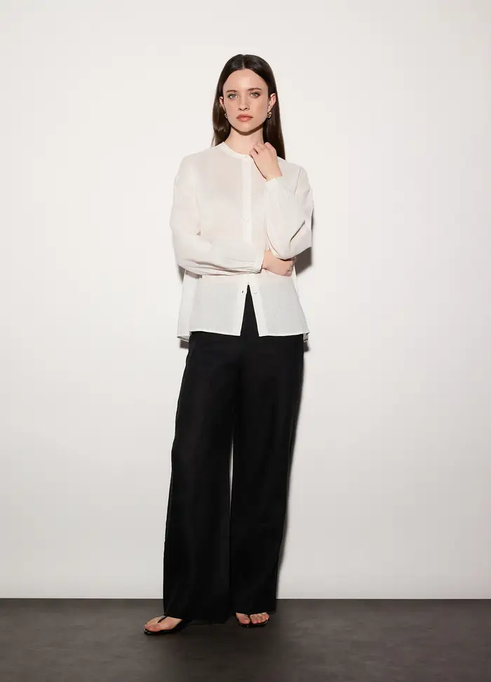 Upim Camicia Regular Fit Girocollo In Puro Lino Donna, Unisex, Bianco gesso