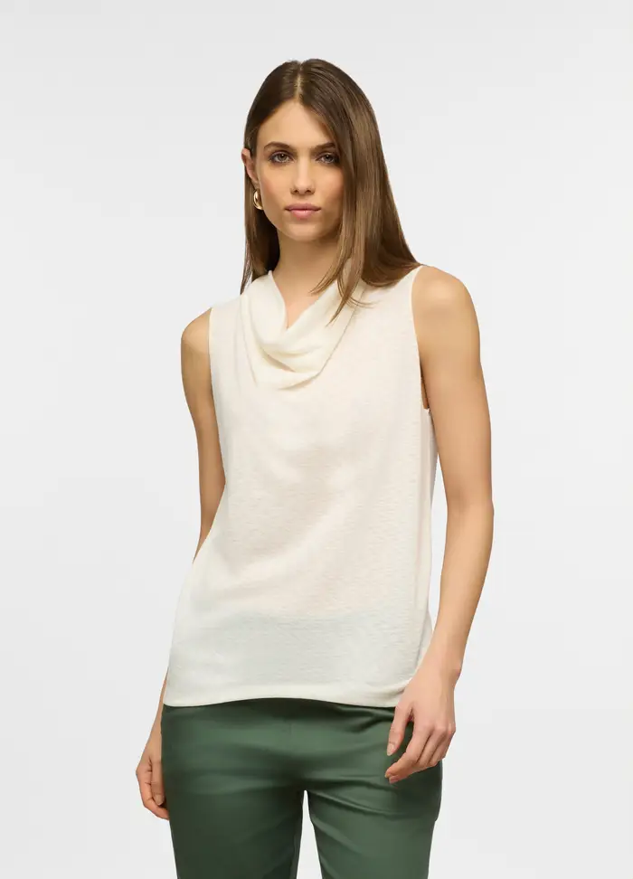 Upim Canotta Fitted Con Collo Arricciato Donna, Bianco