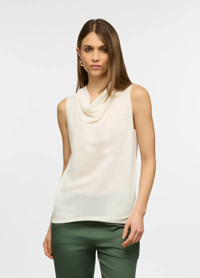 Upim Canotta Fitted Con Collo Arricciato Donna, Bianco