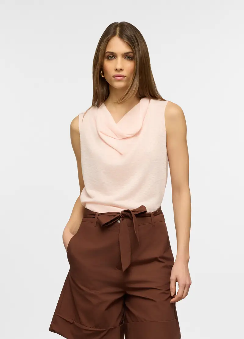 Upim Canotta Fitted Con Collo Arricciato Donna, Rosa chiaro