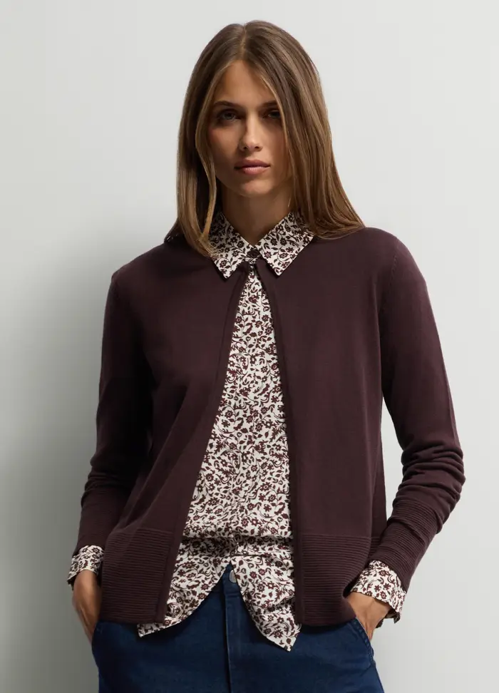 Upim Cardigan Girocollo Rasato Donna, Marrone cioccolato