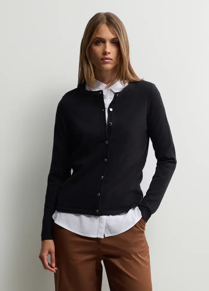 Upim Cardigan Girocollo Rasato Donna, Nero
