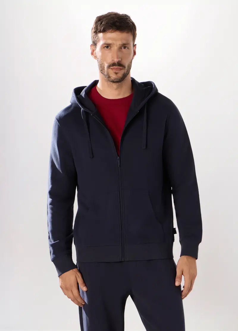 Upim, Felpa Con Cappuccio In Puro Cotone Uomo, Unisex, Blu navy, Taglia: S