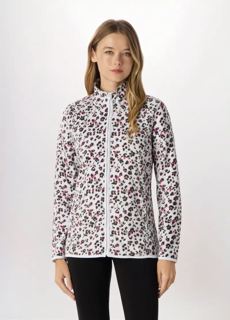 Upim Felpa Full Zip In Pile Donna Holistic Fitness, Bianco