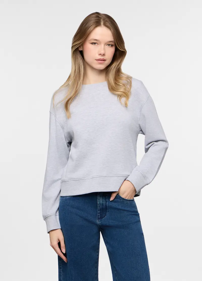 Upim Felpa Girocollo In French Terry Donna, Grigio chiaro melange