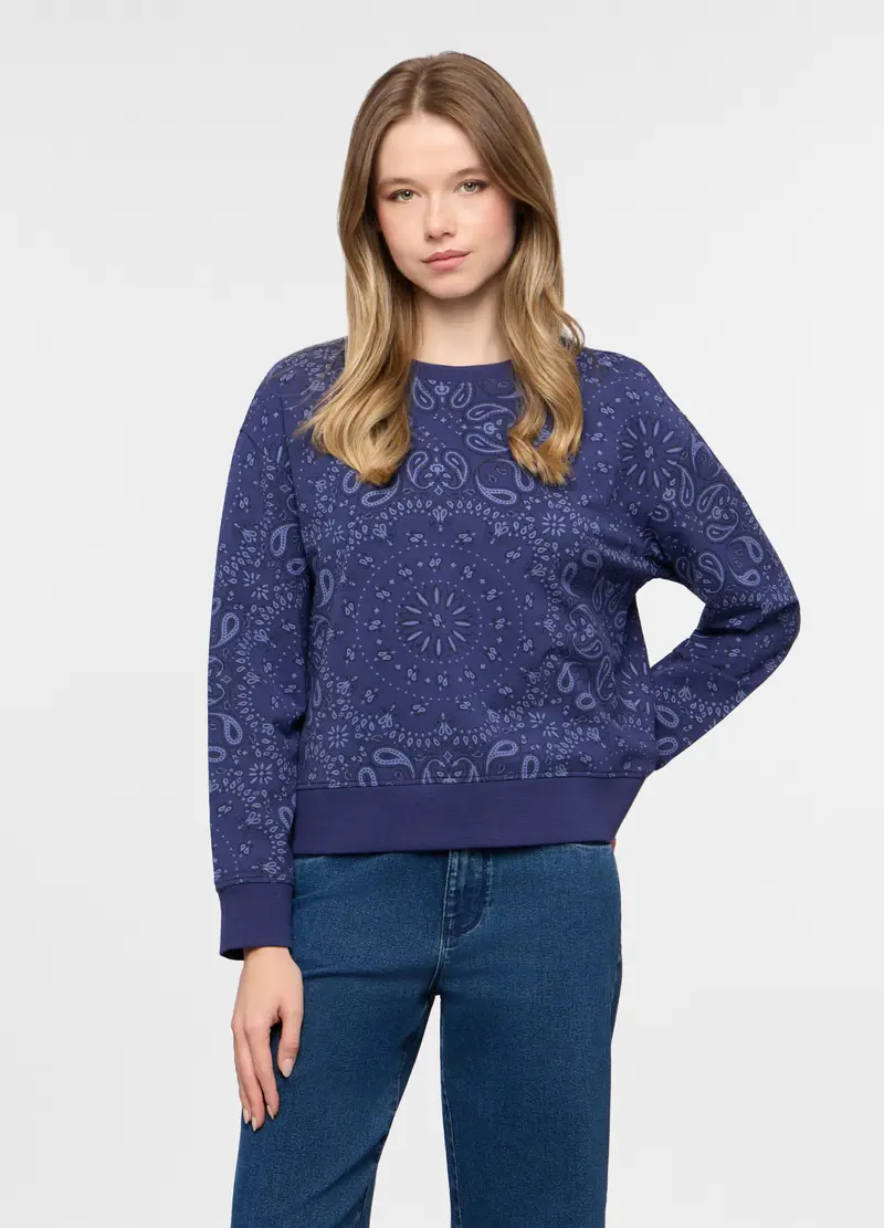 Upim Felpa Girocollo In French Terry Stretch Donna, Blu scuro