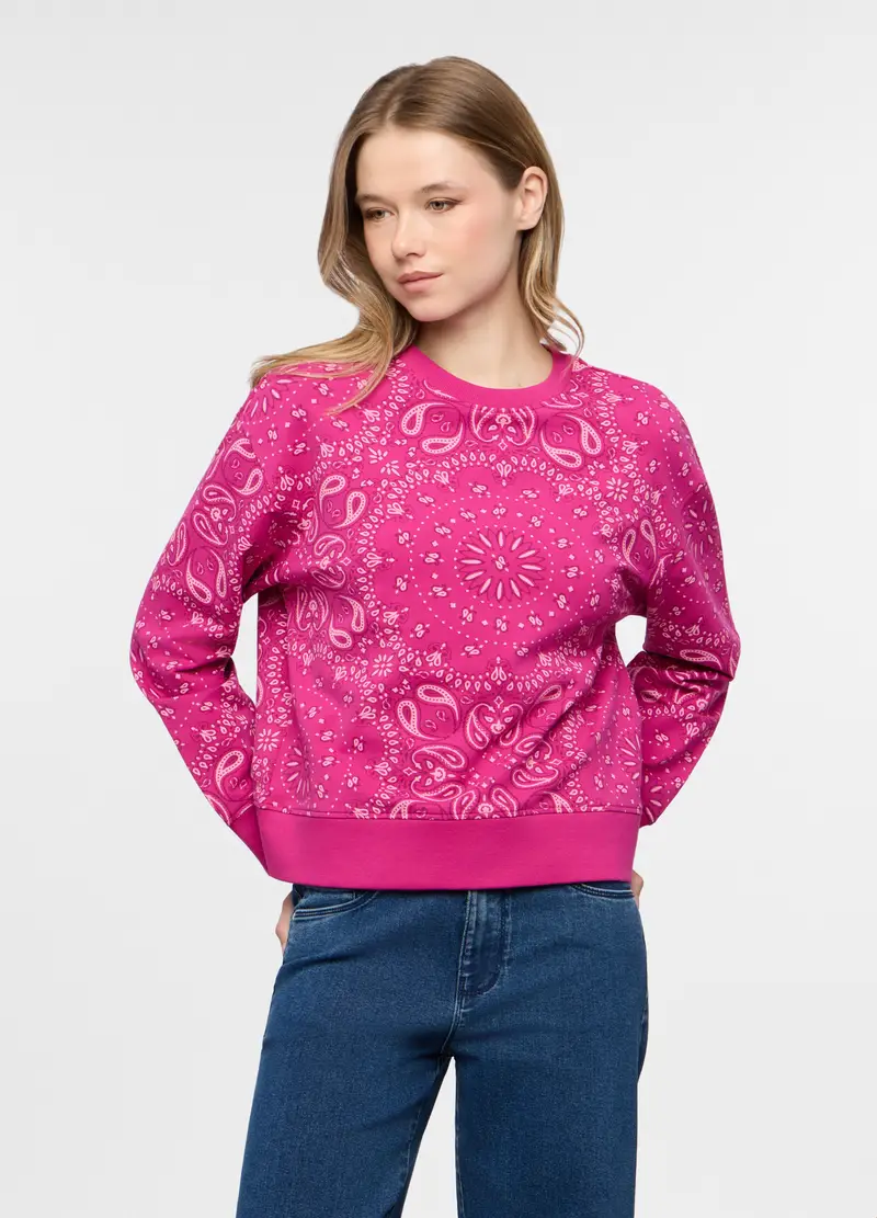 Upim Felpa Girocollo In French Terry Stretch Donna, Rosa fuxia