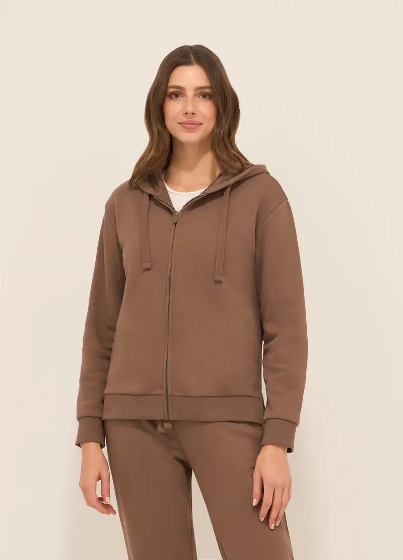 Upim Felpa Misto Cotone Con Cappuccio Donna, Marrone chiaro