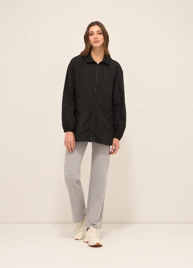 Upim Giacca A Vento Con Cappuccio Donna, Unisex, Nero