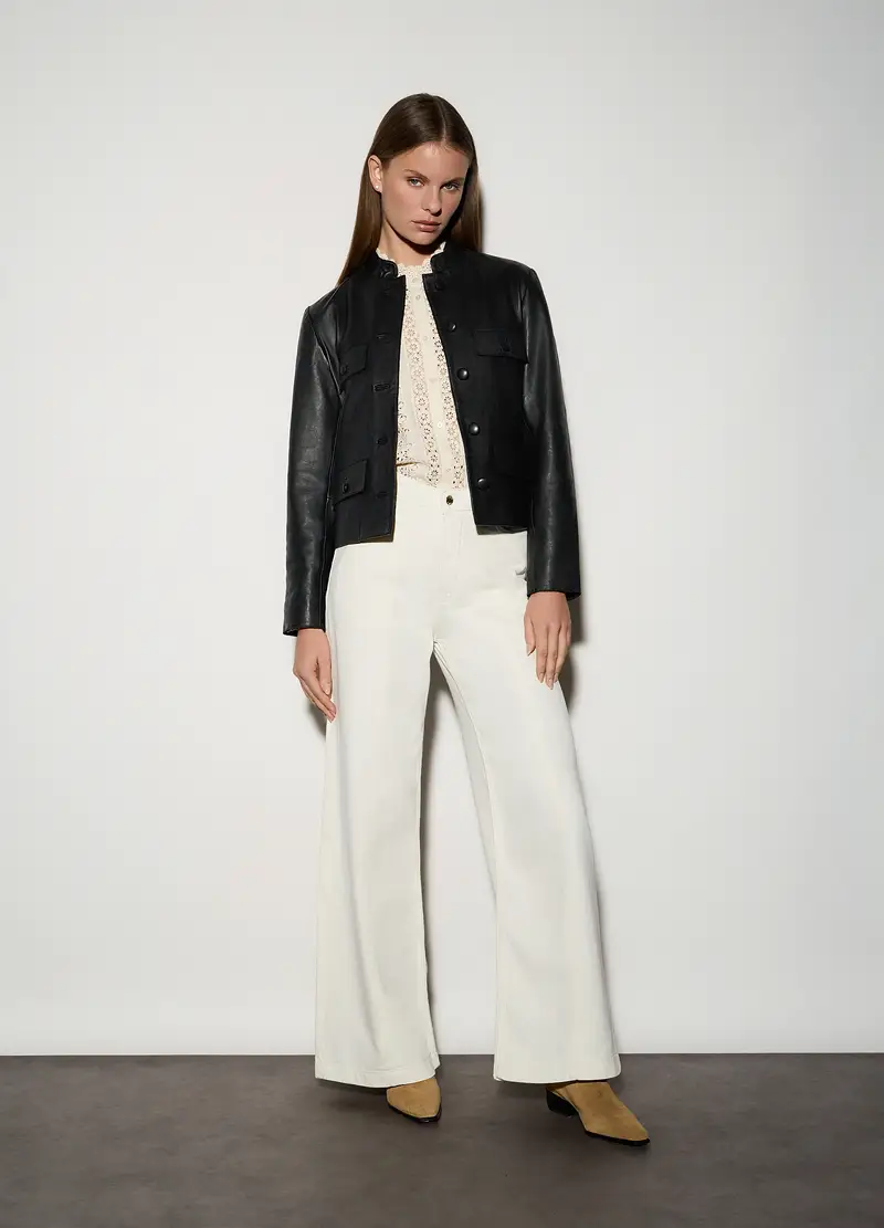 Upim Giacca In Vera Pelle Donna, Unisex, Nero