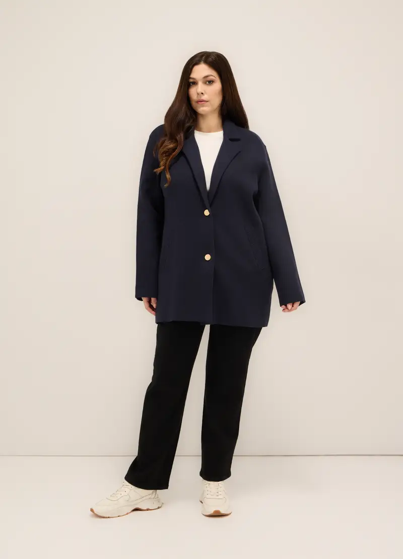 Upim Giacca Tricot Misto Viscosa Donna Curvy, Blu navy