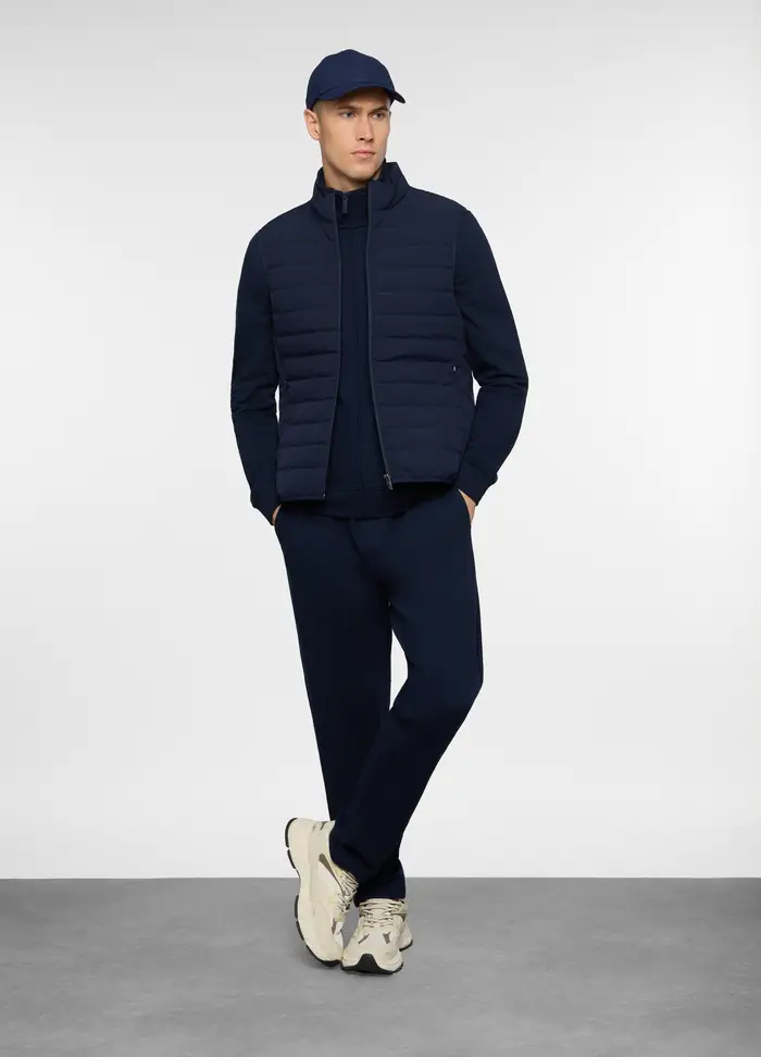 Gilet Trapuntato Con Zip Uomo, Blu scuro
