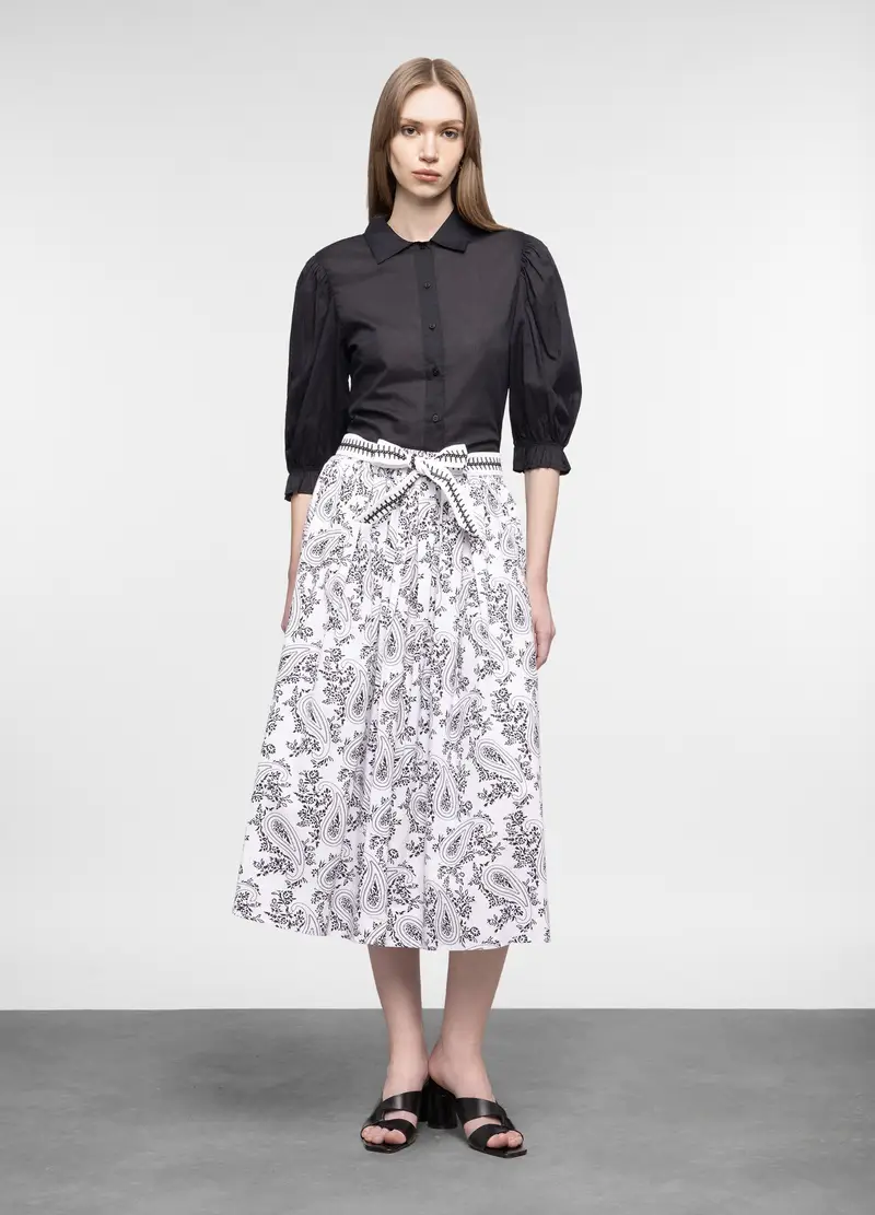 Upim Gonna Lunga In Popeline Di Puro Cotone Donna, Bianco/Nero