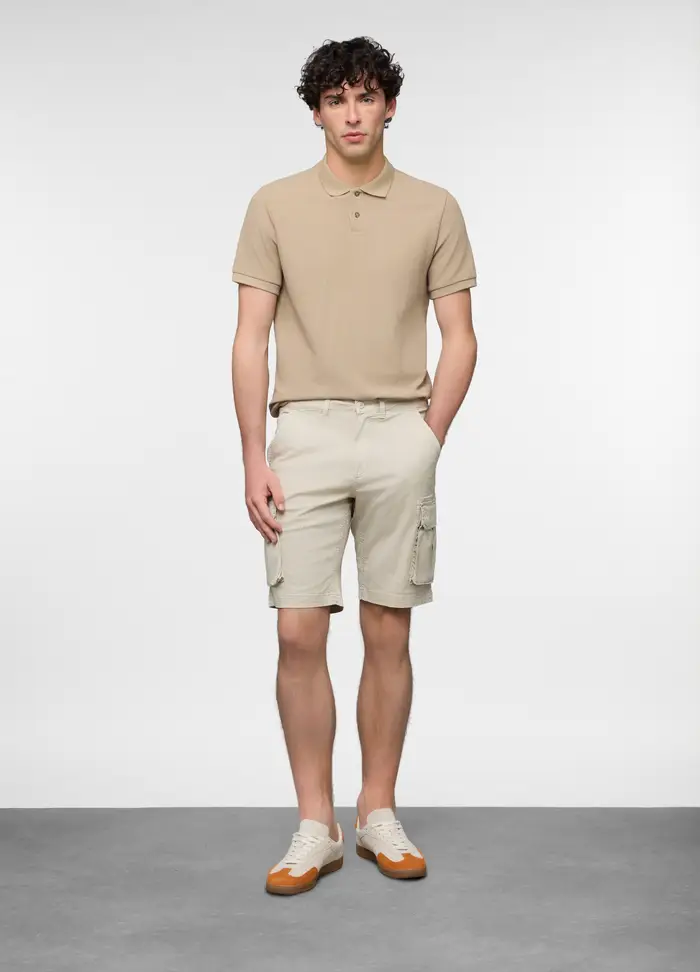 Bermuda Cargo In Cotone Stretch Uomo, Bianco avorio