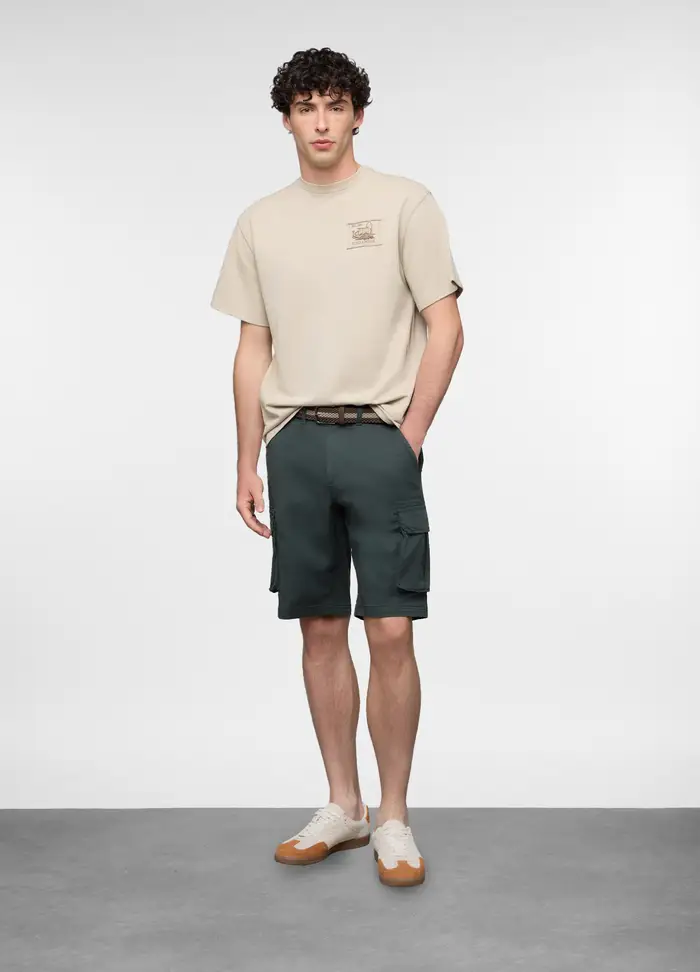 Bermuda Cargo In Cotone Stretch Uomo, Grigio antracite