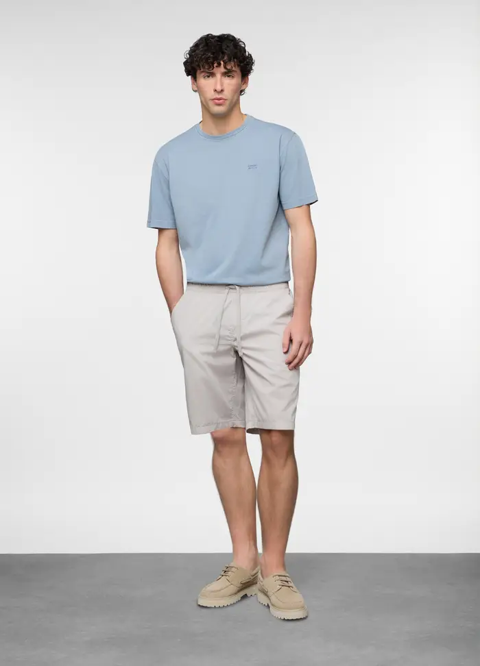 Bermuda Chino In Popeline Misto Cotone Uomo, Grigio chiaro