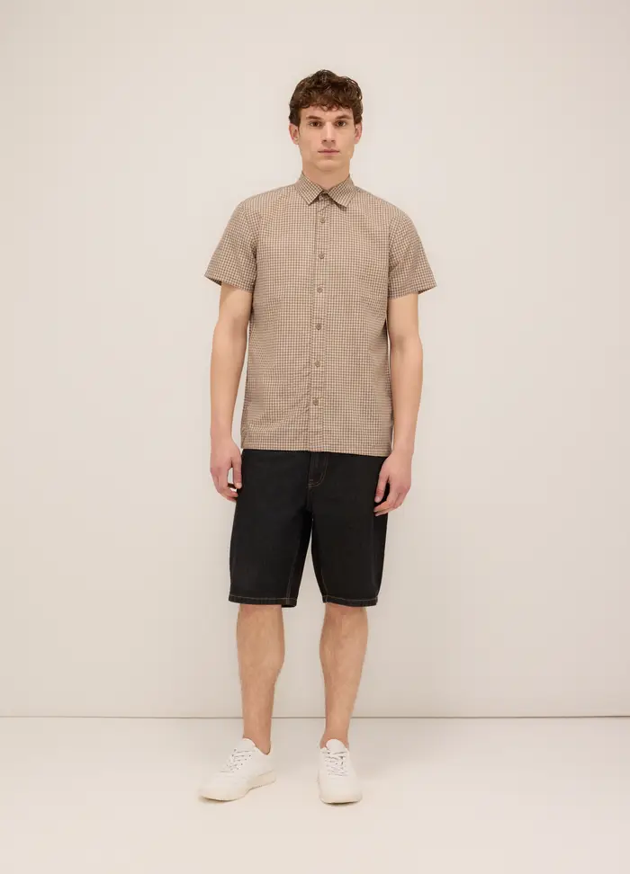 Bermuda In Denim Di Puro Cotone Uomo, Nero