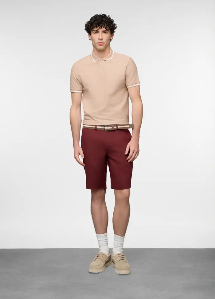 Bermuda In Lino Uomo, Rosso mattone