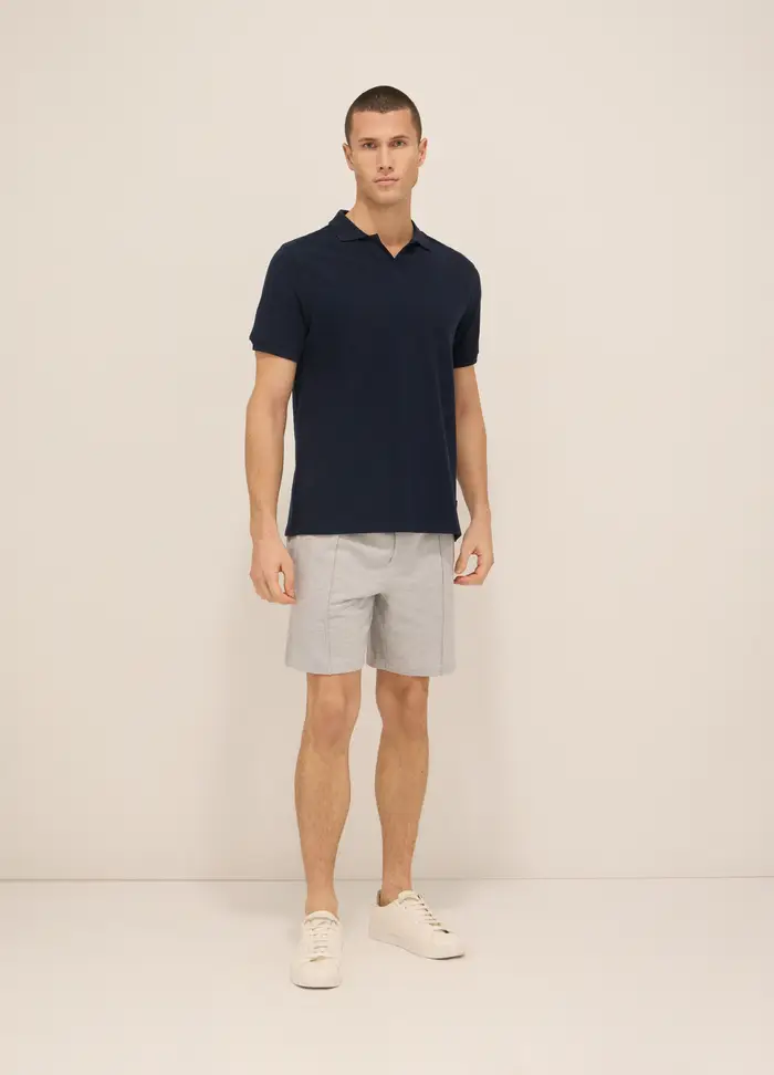 Bermuda In Piquet Di Cotone Uomo, Unisex, Grigio melange