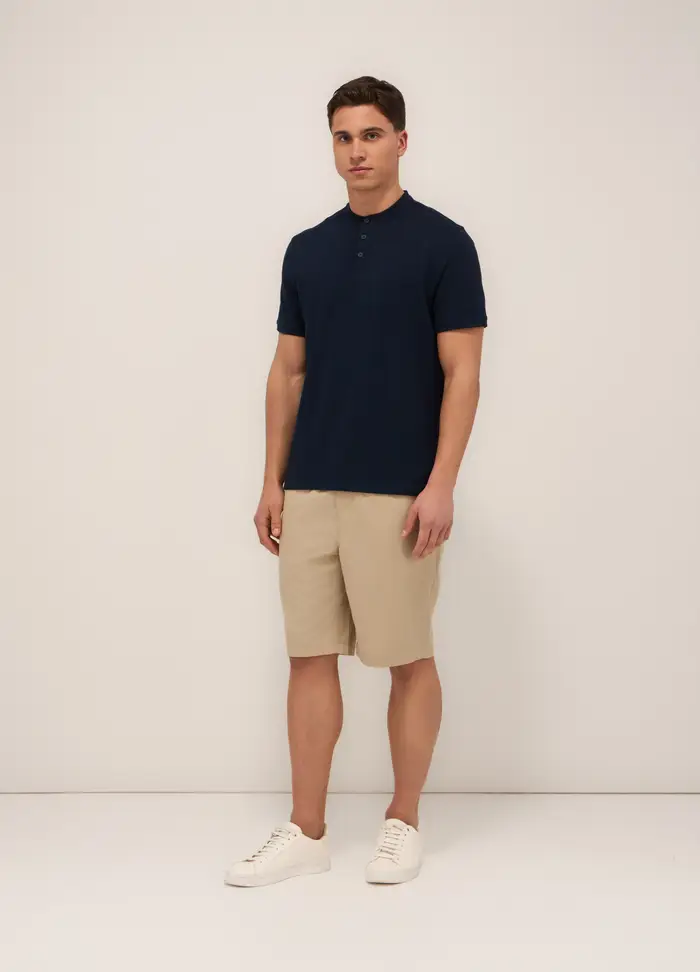 Bermuda In Popeline Misto Cotone Uomo, Beige