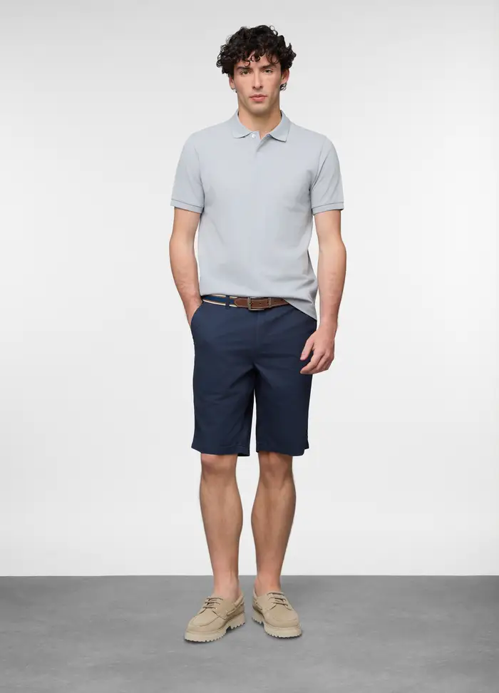 Bermuda In Twill Di Cotone Uomo, Blu scuro