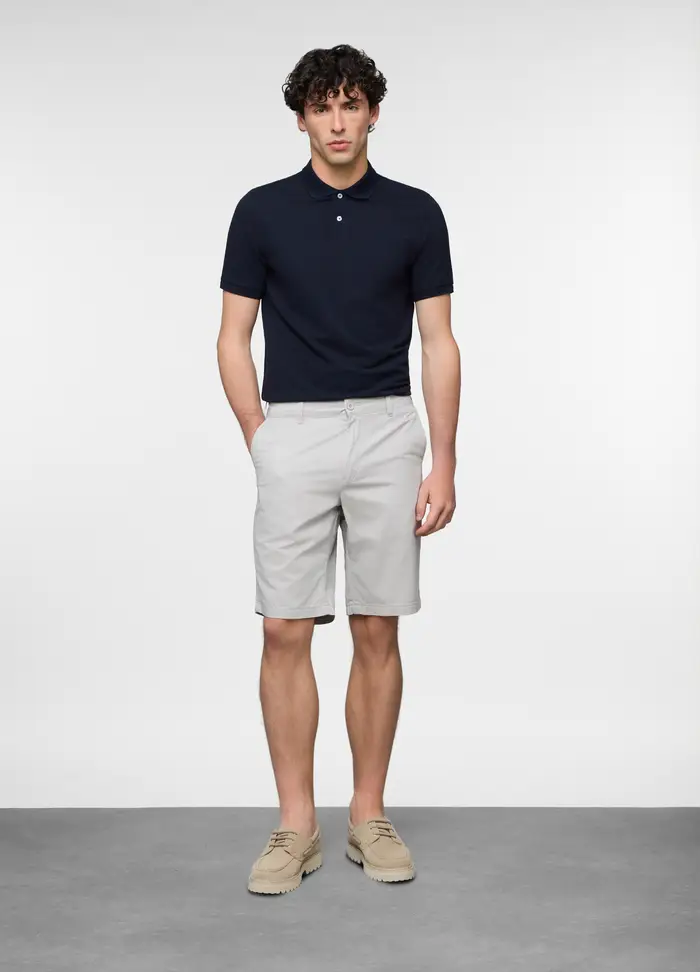 Bermuda In Twill Di Cotone Uomo, Grigio pietra