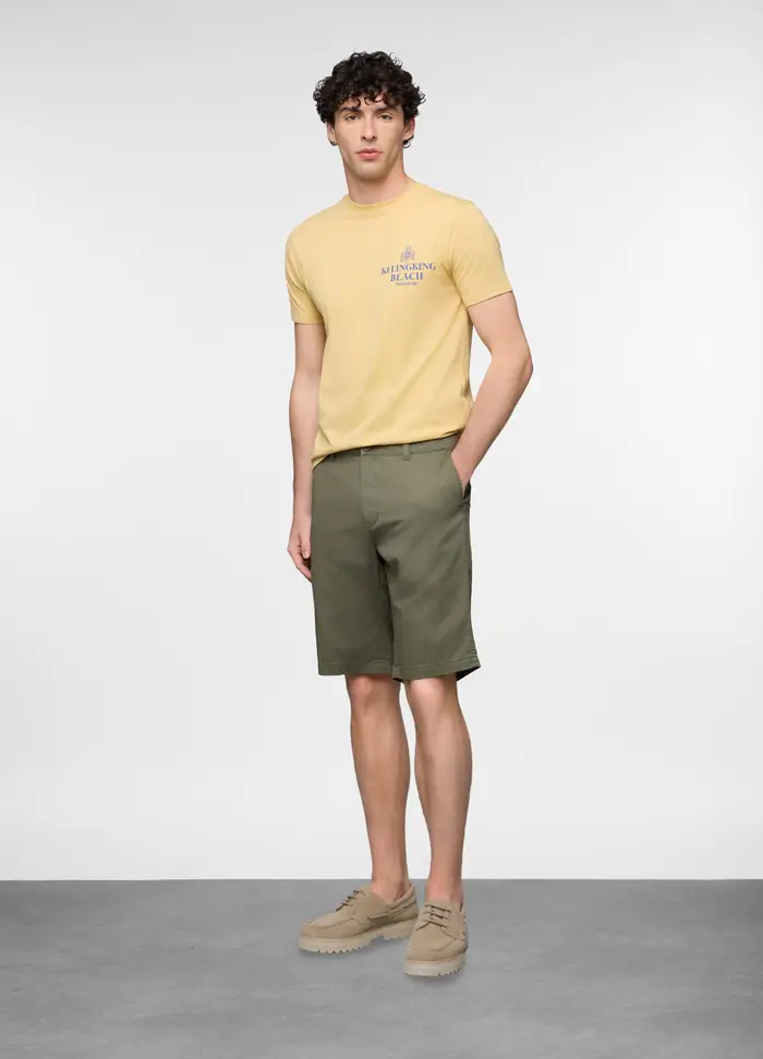 Bermuda In Twill Di Cotone Uomo, Verde militare